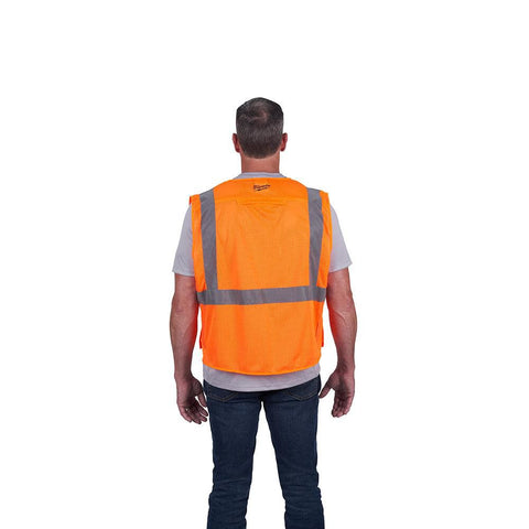 Milwaukee 48-73-5178 Class 2 Breakaway High Visibility Orange Mesh Safety Vest - 4XL/5XL (CSA) 12 Pack - Ace Tool Group - Milwaukee