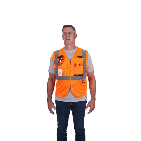 Milwaukee 48-73-5178 Class 2 Breakaway High Visibility Orange Mesh Safety Vest - 4XL/5XL (CSA) 12 Pack - Ace Tool Group - Milwaukee