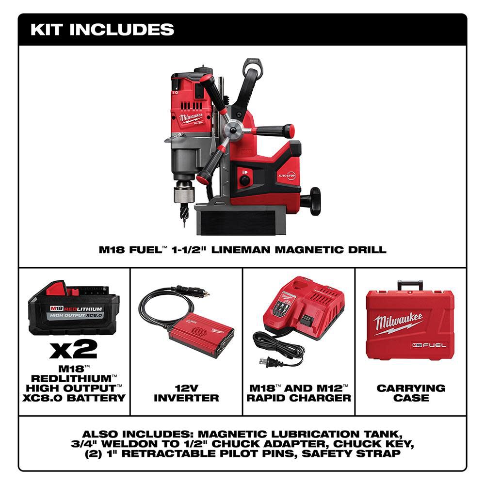 Milwaukee 2788-22HD M18 FUEL 1-1/2" LINEMAN MAGNETIC DRILL HIGH DEMAND KIT - Ace Tool Group - Milwaukee