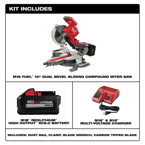 Milwaukee 2734-21 M18 FUEL 10" Dual Bevel Sliding Compound Miter Saw - Ace Tool Group - Milwaukee