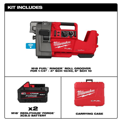 Milwaukee 2927-22 M18 FUEL RINGER Roll Groover for 1-1/4 in. - 4 in. Sch 10/40 6 in. Sch 10 - Ace Tool Group - Milwaukee