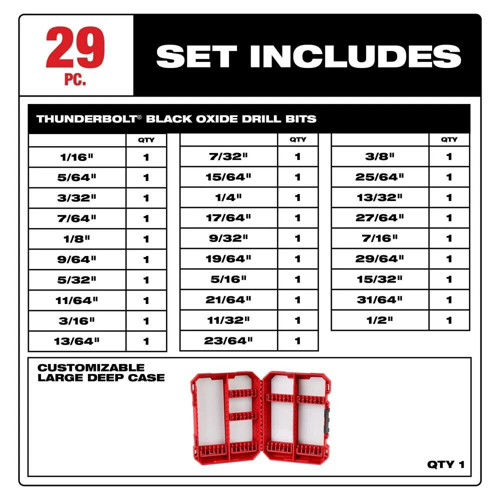Milwaukee 48-89-2802 BIT 29PC THUNDERBOLT BLACK OXIDE SET - Ace Tool Group - Milwaukee