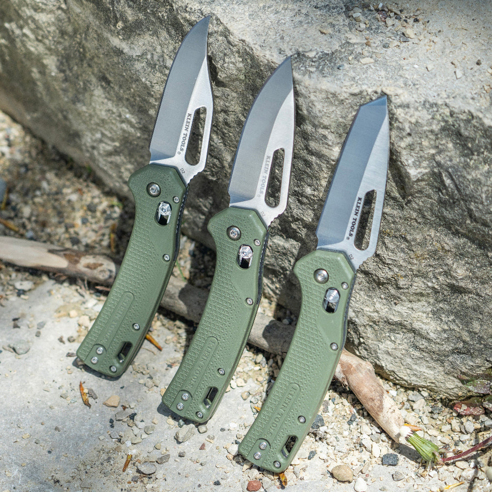 Klein KTO Resurgence Knife, Clip Point Blade, Moss Green Handle - Ace Tool Group - KLEIN