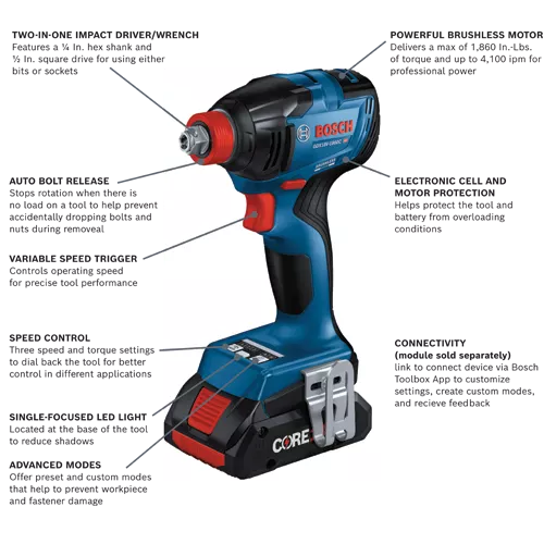 Bosch GDX18V-1860CB15 18V Cordless Impact Driver - Ace Tool Group - Bosch