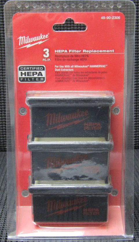Milwaukee 49-90-2306 HAMMERVAC 3-Pack HEPA Filters