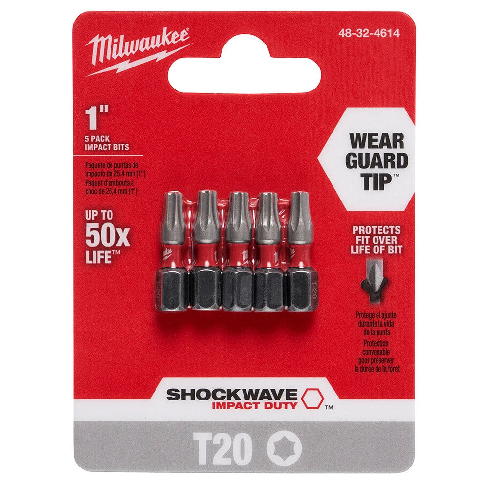 Milwaukee 48-32-4614 1 in. T20 Impact Driver Bits 5PK 3 Pack - Ace Tool Group - Milwaukee