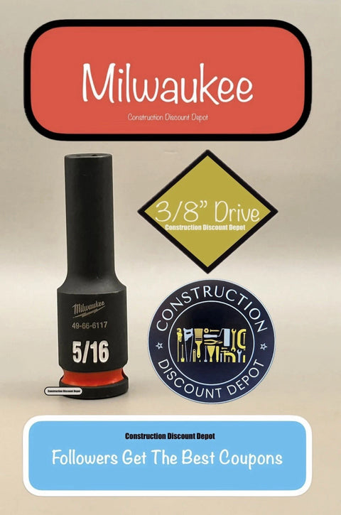 Milwaukee 49-66-6117 SHOCKWAVE Impact Duty  3/8"Drive 5/16" Deep 6 Point Socket - Ace Tool Group - Milwaukee