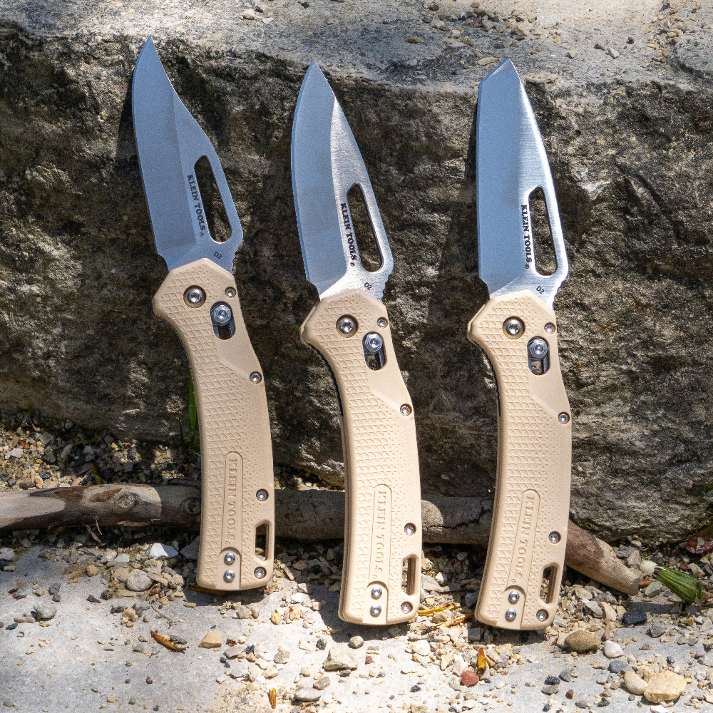 Klein KTO Resurgence Knife, Drop Point Blade, Sand Handle - Ace Tool Group - KLEIN
