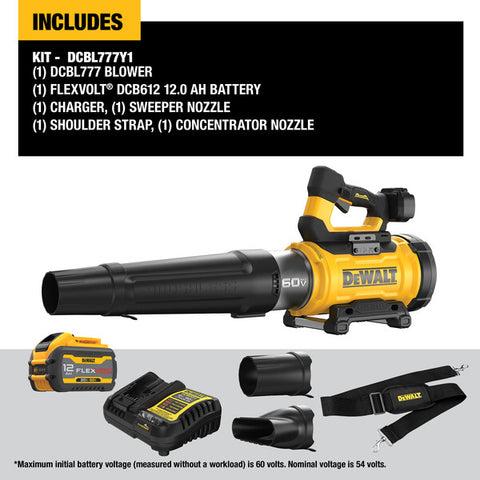 DEWALT DCBL777Y1 60V MAX* High Power Brushless Blower Kit - Ace Tool Group - DeWalt