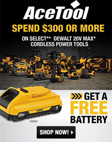 Spend $300 or more on select 20V Cordless Power Tools and Get a Free Battery