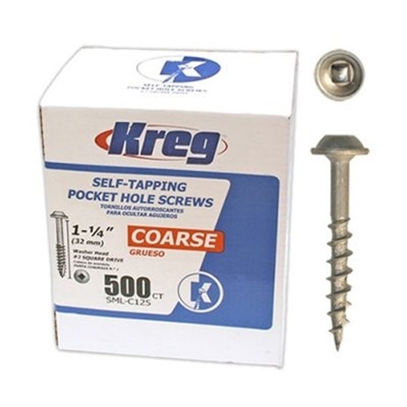 Kreg SML-C125-500 1-1/4" #8 Coarse Pocket Hole Screws with Washer-Head 