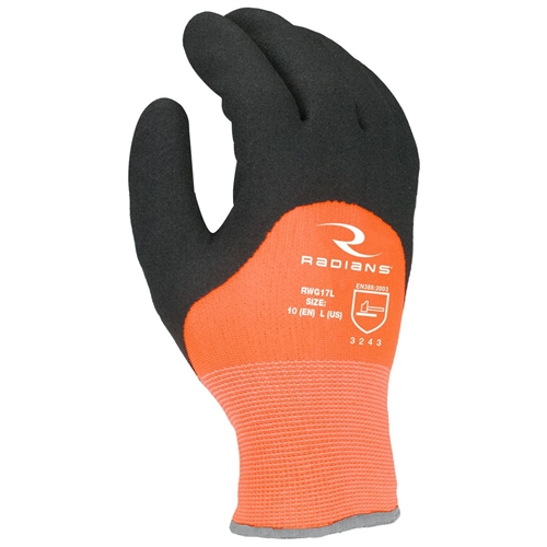 1 Pair Radians RWG17 Cold Weather Latex Coated Gloves